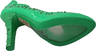 Dolce & Gabbana Green Crystal Floral Heels CINDERELLA Womens Shoes
