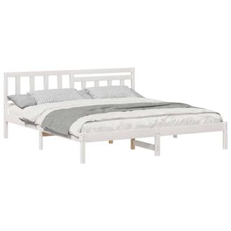 Berkfield Home Modern with Headboard White 180 x 200 cm Solid pine wood