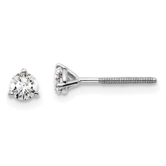Diamond2Deal 14k White Gold 1/3 ct Round Lab Grown Diamond Stud Earrings Screw Back VS Clarity, D-E Color