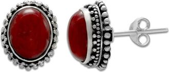Samuel B. Silver 4.80 Ct. Tw. Coral Beaded Earrings