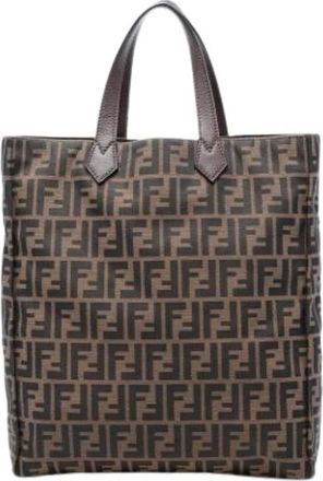 Fendi Pre-owned Tote Bags, female, Brown, Size: ONE SIZE Pre-owned Canvas Tote Bag