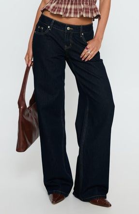 Princess Polly Tidal Wave High Waist Straight Leg Jeans in Raw Denim at Nordstrom, Size 10