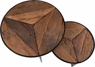 Koketto Home Set mesas centro con tablero de madera reciclada y patas de hierro