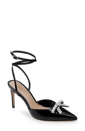 Badgley Mischka Kynlee Ankle Strap Pointed Toe Pump in Black Patent at Nordstrom Rack, Size 8