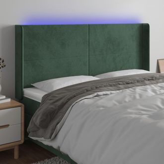vidaXL Cabecero Con Led De Terciopelo Verde Oscuro 163x16x118/128 Cm Vidaxl