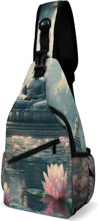 Generic Art Peaceful Mens Shoulder Bags Sling Crossbody Backpack Travel Hiking Chest Bag with Small Side 38x20cm