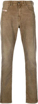 Diesel tapered bleach-wash corduroy jeans - men - Cotton/Polyester/Spandex/Elastane - 29/32 - Brown