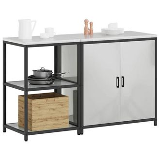Berkfield Home Modern with Shelf with Storage with Door Adjustable 2 pcs Galvani in Silver
