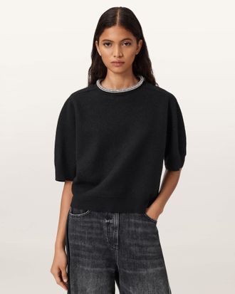 AllSaints Odell Embellished Wool T-Shirt