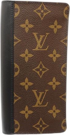 Louis Vuitton Black Brown Monogram Macassar Canvas Long Wallet (Bi-Fold) (Pre-Owned)