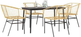 vidaXL Juego De Comedor Jard&iacute;n 5 Piezas Rat&aacute;n Sint&eacute;tico Marr&oacute;n Vidaxl