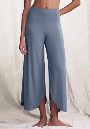 Lascana Culotte LASCANA, Damen, Gr. 32/34, N-Gr, blau (jeans), Obermaterial: 93% Polyester, 7% Elasthan, Basic, Hosen Culotte, mit gerundetem Beinsaum in weic