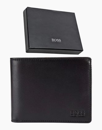 HUGO BOSS Mens Hugo Boss Mens Wallet Genuine Leather Asolo Bifold Credit Cardholder New Gift - Black