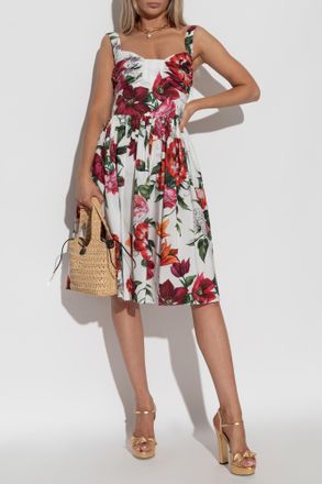 Dolce & Gabbana Floral Motif Dress, Womens, White