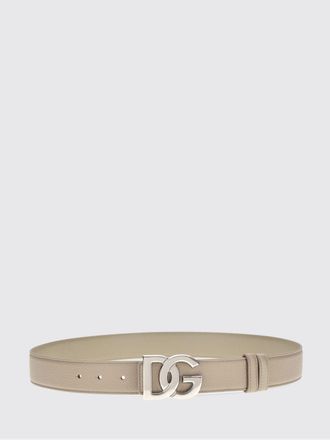 Dolce & Gabbana Calfskin Leather Belt with Monogram Pattern and DG Buckle