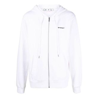Off-white Mens Off-White SS22 Solid Color Logo Printing Zipper Hooded Long Sleeves Version White Jacket OMBE013F22FLE0070110