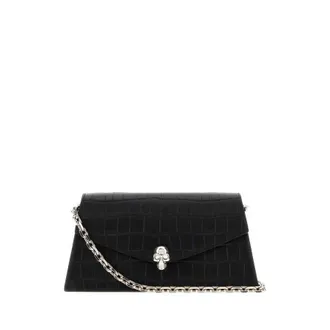 Alexander McQueen Black Leather Mini Skull Crossbody Bag Blacksilver Borse A Mano