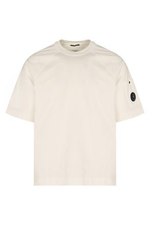 C.P. Company 30/2 HEAVY COTTON LENS T SHIRT Size: XL, colour: WHITE