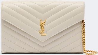 Saint Laurent Portafoglio con catena Cassandre in pelle