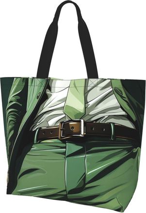 Generic Green Suit With Belt Grocery Bag Waterproof Shopping Bag Durable Grocery Bags For Work College Casual