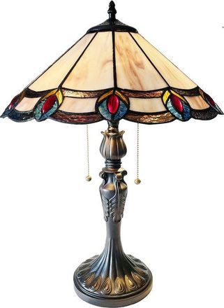 Chloe Lighting Ryce Tiffany-Style 2-Light Geometric Table Lamp 16 Shade
