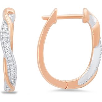 Queen Jewels Two-Tone Cubic Zirconia Swirl Hoop Earrings in Silver/Rose Gold at Nordstrom Rack