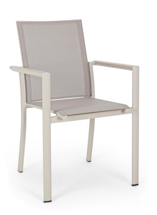 BIZZOTTO Silla de aluminio con brazos y asiento de textilene beige