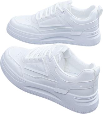 Generic Womens Fashion Sneakers Lightweight Walking Shoes for Everyday Casual Wear with Slip On Design and Comfortable Flat Sole (White, 3.5)