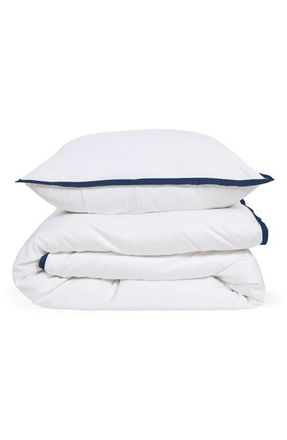 Pom Pom at Home Langston Sateen Duvet Cover & Sham Set in Navy at Nordstrom, Size Queen