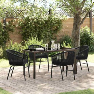 vidaXL Conjunto De Comedor De Jard&iacute;n 5 Pcs Negro Polirat&aacute;n Vidaxl