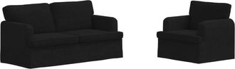 vidaXL Juego De Sof&aacute; 2 Uds. Negro Tela Vidaxl