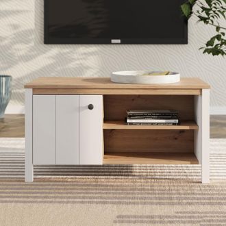 Dmora Mesa De Centro Rivod, Con Patas, 3 Compartimentos, Forma Rectangular, 101x55x53h Cm Roble Nodo Marr&oacute;n