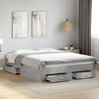 vidaXL Cama Con Cajones Madera Ingenier&iacute;a Gris Hormig&oacute;n 150x200 Cm Vidaxl