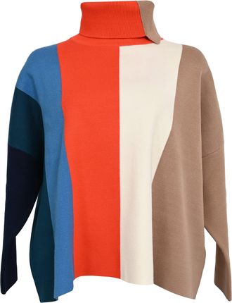 Victoria Beckham Striped Turtleneck Sweater in Multicolor Viscose