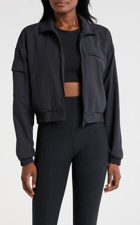 Beyond Yoga Status Crop Jacket in Black at Nordstrom Rack, Size X-Large