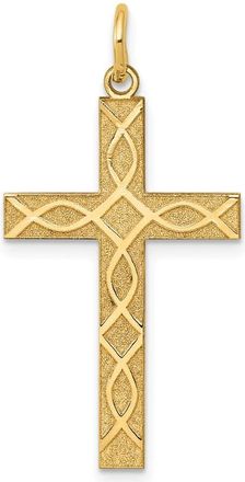 Diamond2Deal 14k Yellow Gold Laser Designed Cross Pendant
