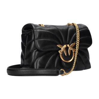 Pinko Pinko, Tassen, Dames, Zwart, ONE Size, Leer, Love Puff Mini CL Sheep Nappa