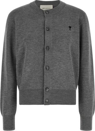 Ami Quota Ami De Coeur Cropped Wool Cardigan