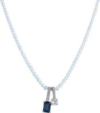 Jewelmak 14K 0.03 Ct. Tw. Blue Topaz, London Bt, Sky Bt Necklace