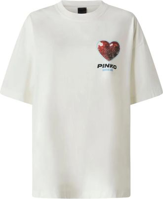 Pinko T-shirt Surreal Love con stampa - Bianco