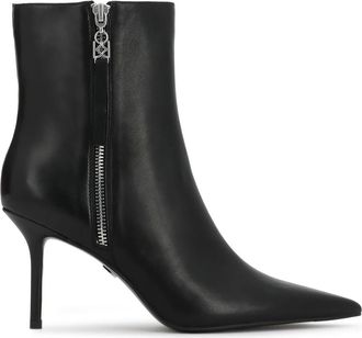 Kazar Leren enkellaarsjes met externe rits - Dames - Laarzen met Hak - Zwart - 39 EU - Leer - Schoenen