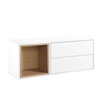 Klast Mueble recibidor flotante efecto madera natural-blanco 90x35 cm
