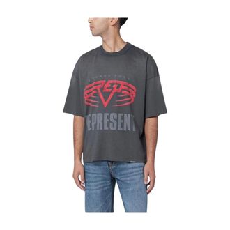 Represent T-Shirts, male, Gray, Size: XL Oversized Graphic Print Crew Neck T-Shirt