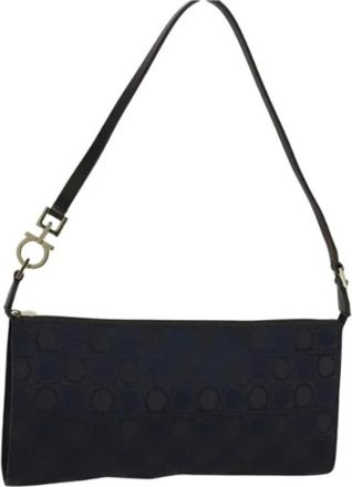 Ferragamo Pre-owned Canvas Handtas - Dames - Vintage Schoudertas - Blauw - ONE Size - Vintage