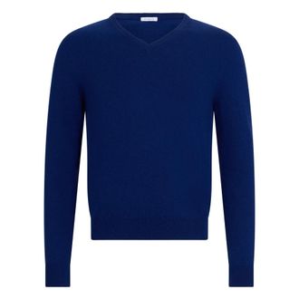 Malo Cashmere V-hals Trui - Heren - Cashmere truien - Blauw - XL - Kasjmier - Truien & Vesten
