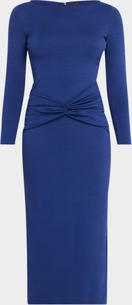 Emporio Armani Twist-Front Jersey Midi Dress