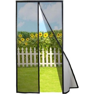 OEM Mosquitera Magn&eacute;tica Para Puerta, 140 X 220 Cm, Color Negro - Sin Taladros, Antimosquitos, Con Tira Adhesiva Y Cierre Autom&aacute;tico