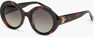 Tommy Hilfiger Womens Bold Round Frame Sunglasses - Havana