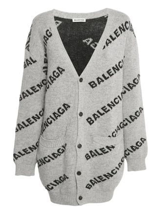 Balenciaga logo-pattern cardigan - Grey
