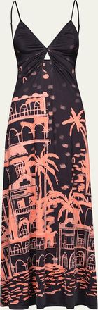 Johanna Ortiz Nuestra Tierra Landscape-Print Jersey Sleeveless Maxi Dress
